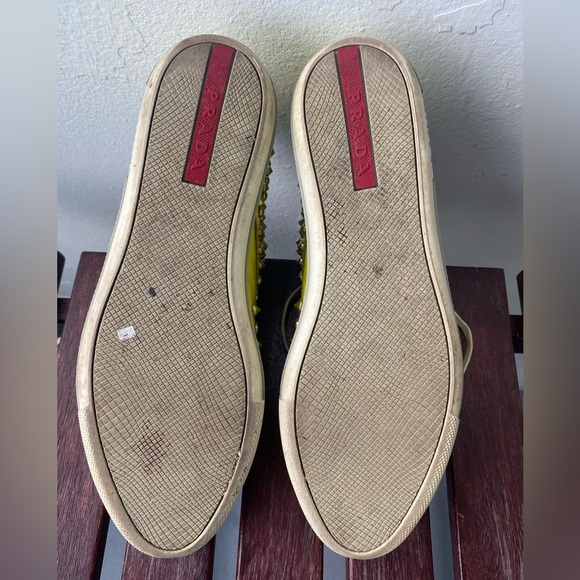 Prada studded neon yellow sneakers sz 37 - Picture 9 of 11